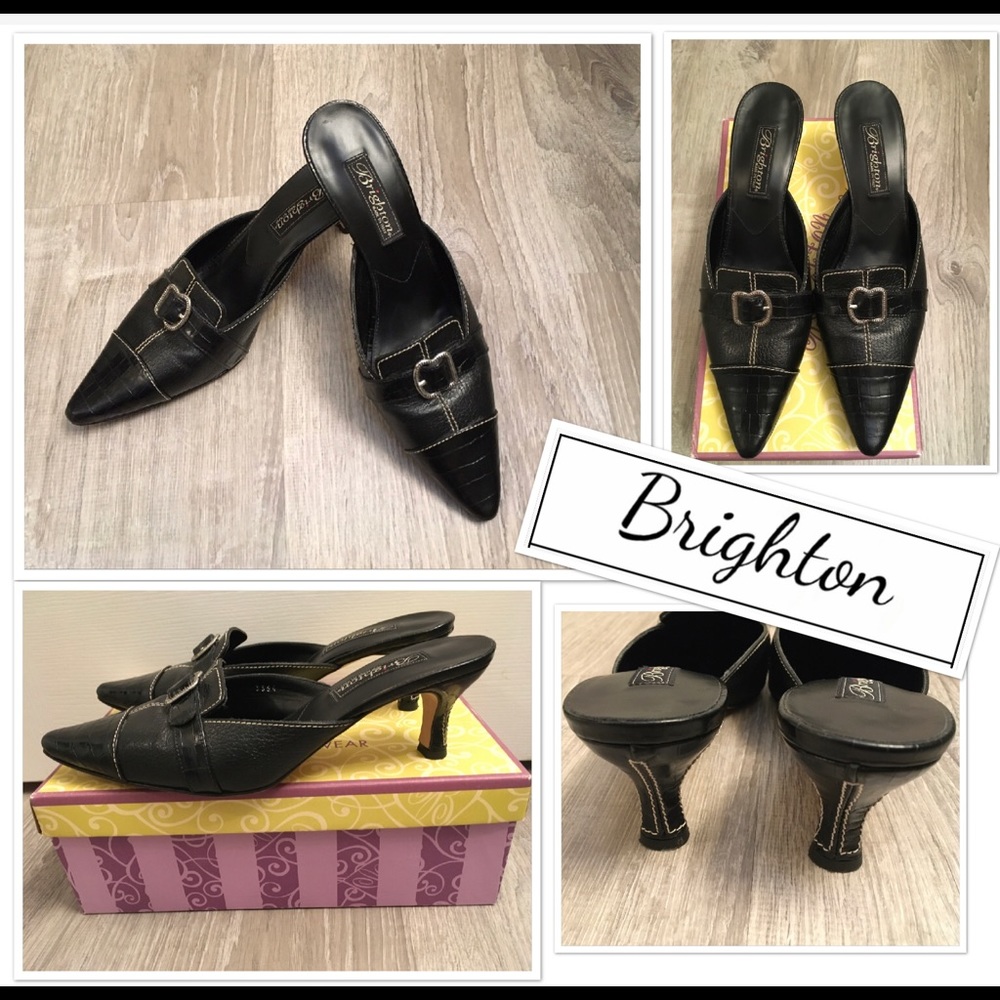 Beautiful Brighton Kitten Heel Mules